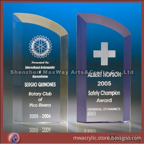 Transparent Bevel Polished Thickened Perspex Trophy/Paperweight/Pressie with logo